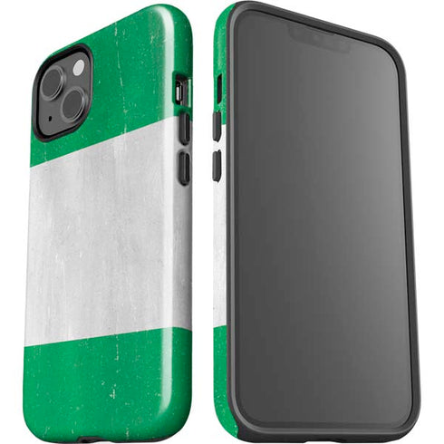 Nigeria Flag Distressed iPhone 14 Plus Impact Case